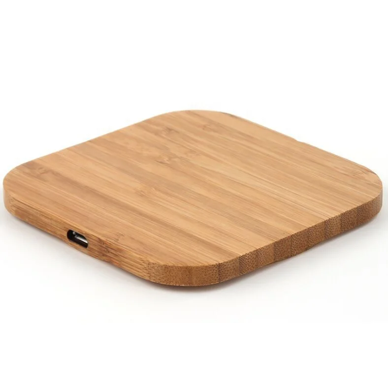 

Wireless Phone Charging Station Wood Bamboo Wireless Charger Qi Portable Charger For Mobile Phones, Bamboo color