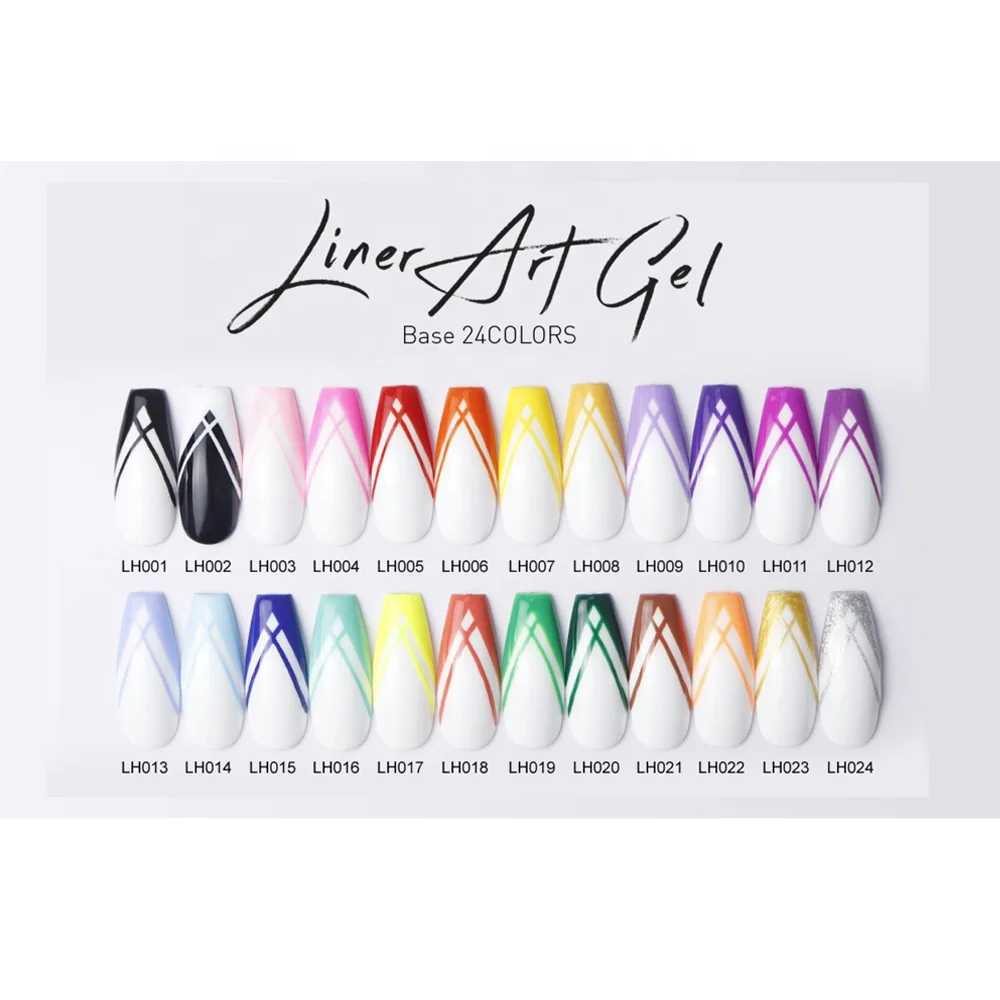 

HANYINAILS Free shipping Hanyinails UV Nail Gel Polish Stripping Pen Painting Line Design Nail Gel Beauty nail art liner gel, 24colors/set