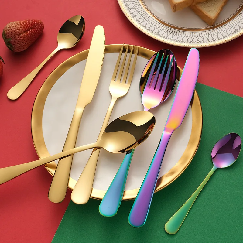 

Hot Sale High Mirror Polish Stainless Steel Cutlery Set for Promotion Restaurant Hotel, Silver/gold/rose gold/black/iridescent