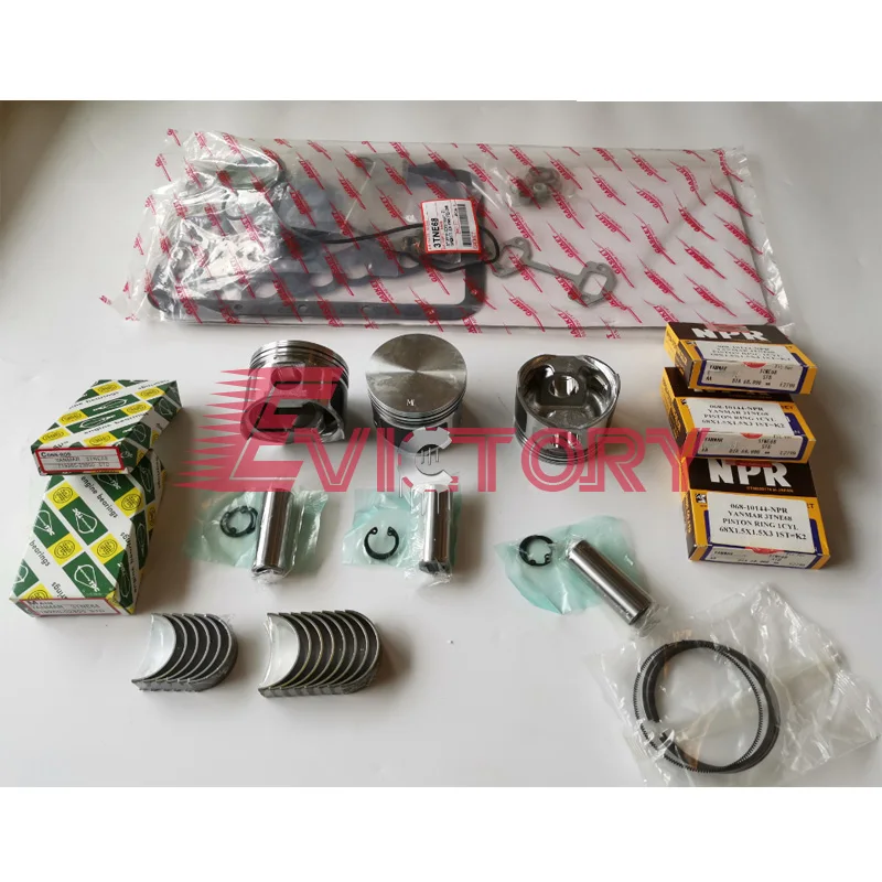 

For Yanmar 3TNV68 overhaul rebuild kit big small end bearing + piston + complete gasket