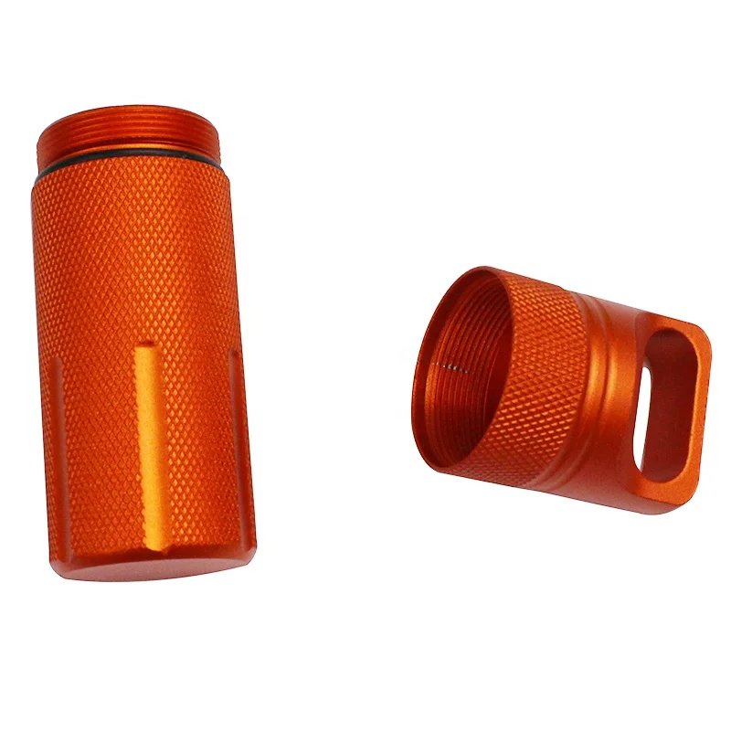 

Camping Traveling Survival Aluminum Medicine Bottle Metal Waterproof Airtoight Storage Cntainers Portable Metal Pill Box Small, Black, green, orange or custom