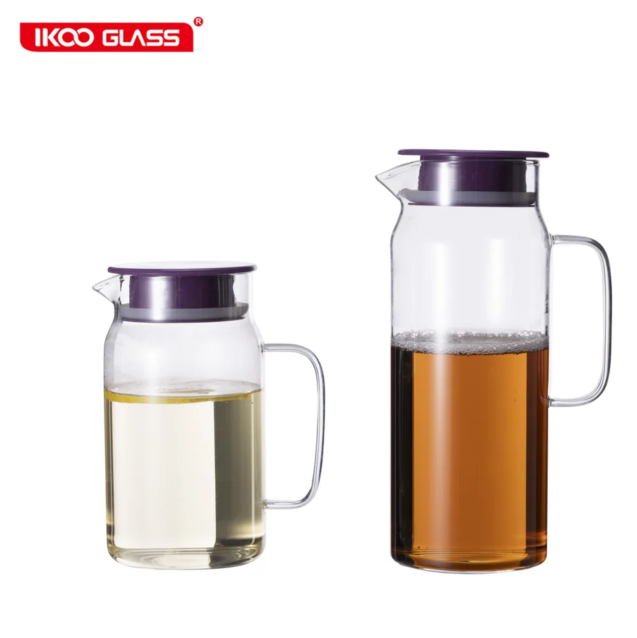 

Drinking jug drink set water jug glass pitcher water jug juice carafe with lid and spout for homemade beverage, Transparent
