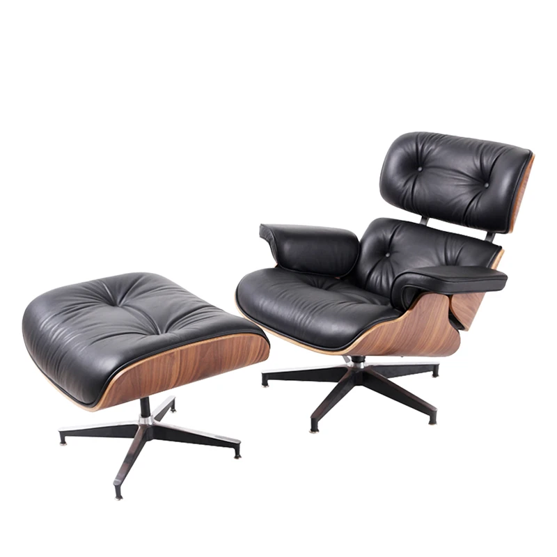 

TY303 USA drop shipping Hot selling walnut wood black leather luxury lounge chair