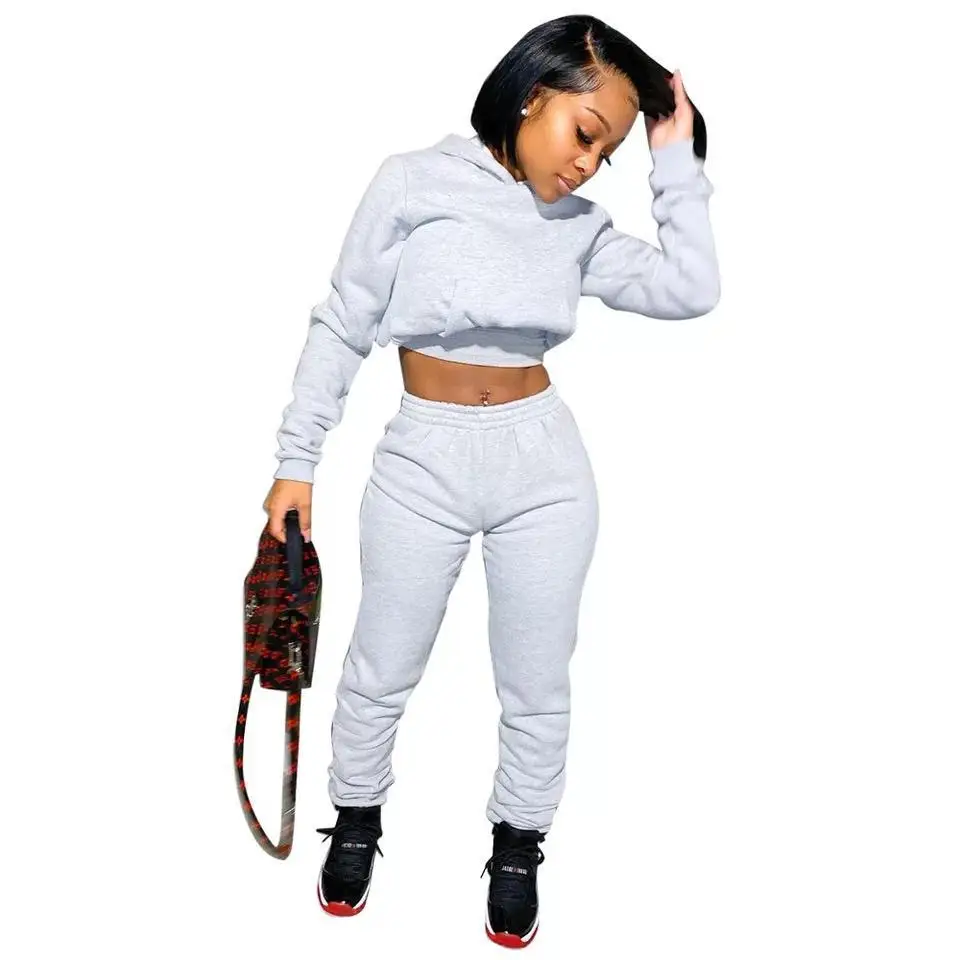 

Hot sales two pieces women custom plain grey trousers fashion jumpsuits