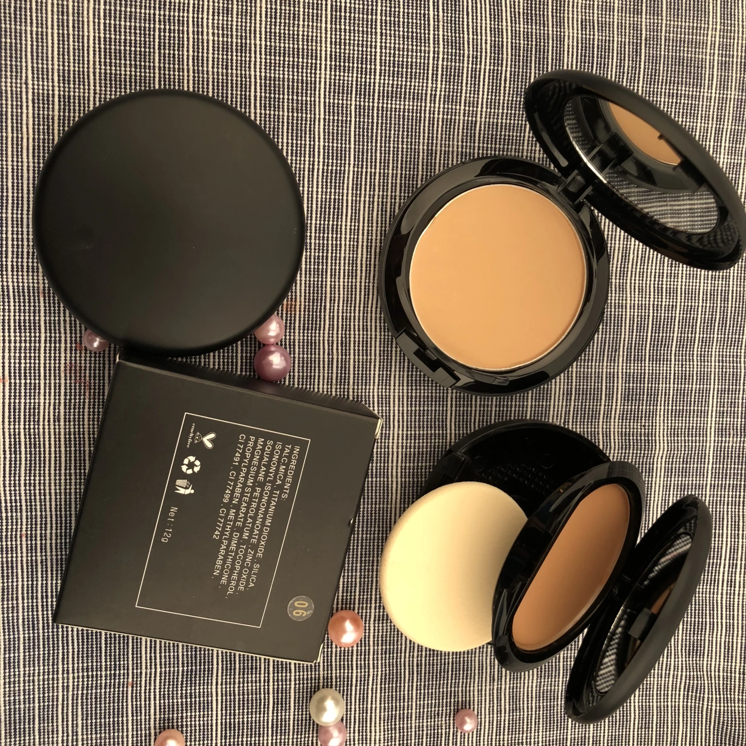 

No Logo Bronzer Pressed Face Foundation Makeup Compact Powder With Mirror, 10