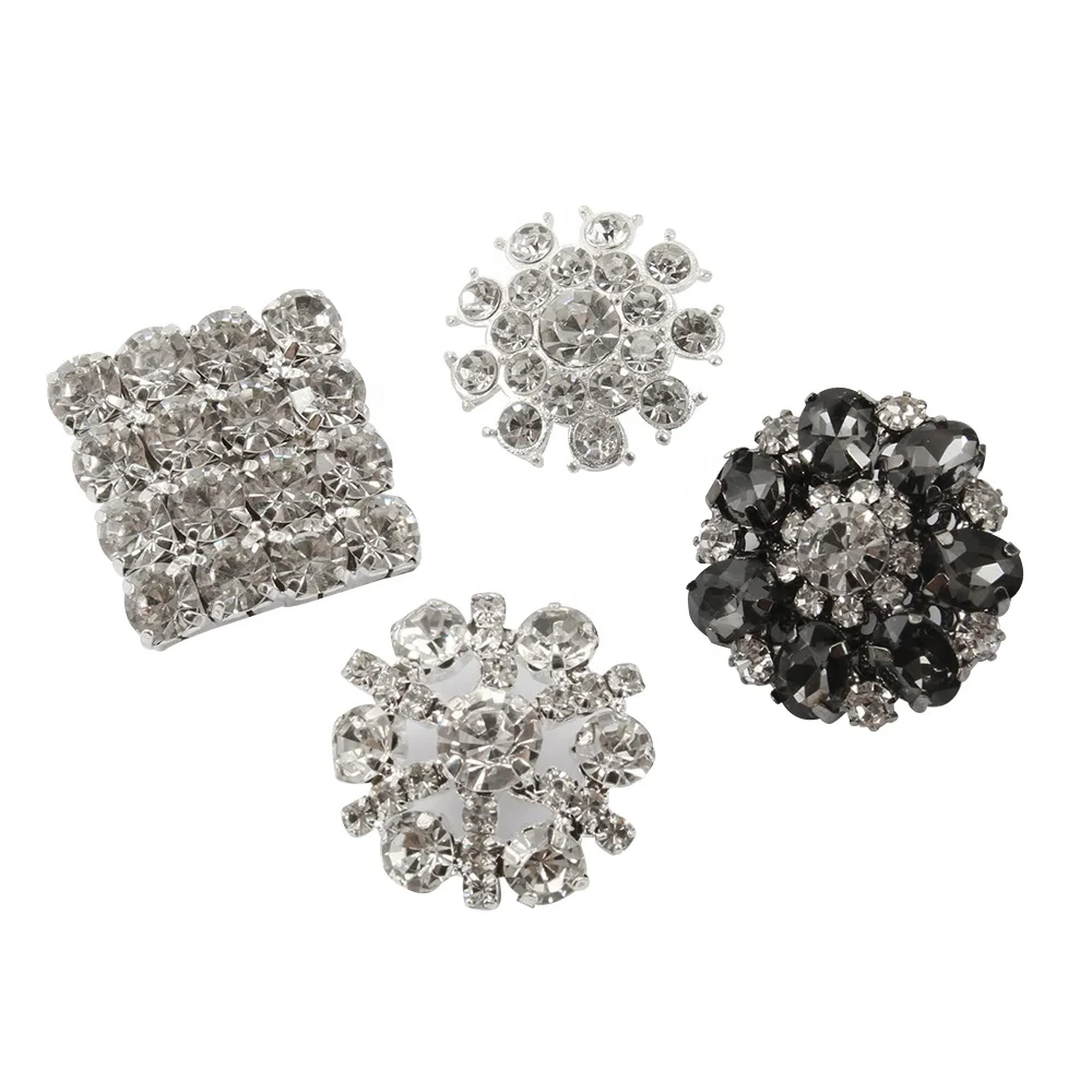 

Kavatar Cheap Wholesale Fancy Round Diamante Crystal Rhinestone Buttons, Custom color