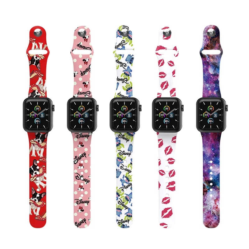 

Eamiruo Fit Apple watch band printing luxury design silicone sport loop band 38mm 40mm 42mm 44mm with watch metal buckle