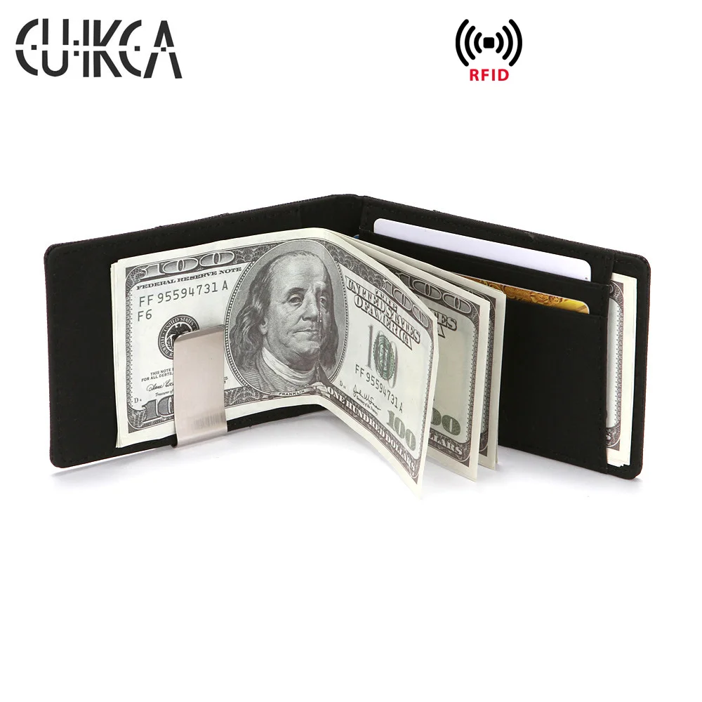 

CUIKCA South Korea Style RFID Money Clip Stainless Steel Clip Slim Wallet Ultra-thin Pocket Clamp Business ID Credit Card Case