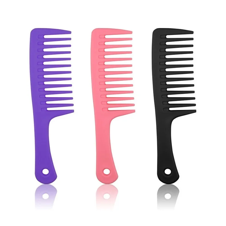 

Plastic Broad-knife Comb Wide Tooth Comb Curved Hook Anti-static Hair Comb for Men and Women, As picture show