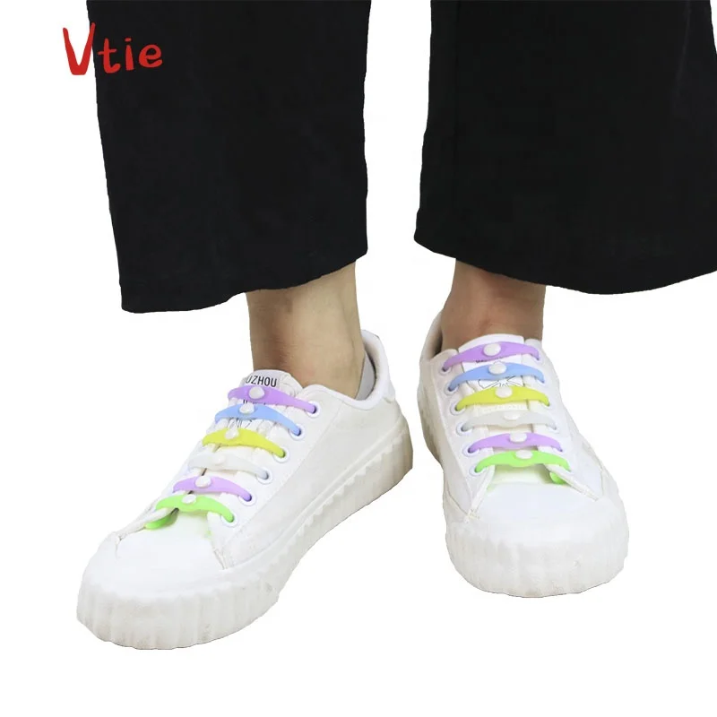 

12 pcs/pair wonderful cheap price silicone no tie sports shoelace for running shoes, 6 colors