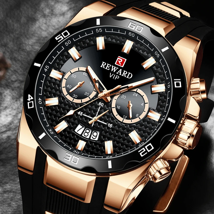

Hot Selling luxury Silicone Sport Quartz Watch Men Chronograph Waterproof Military Wrist Watch relogio masculino Reward Watch