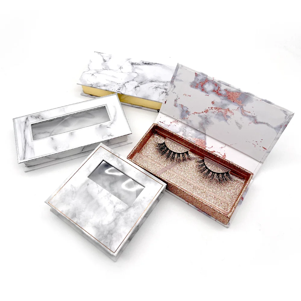 

3D Custom Private Label eyelashes hand made mink eyelash with eyelash boxes marble
