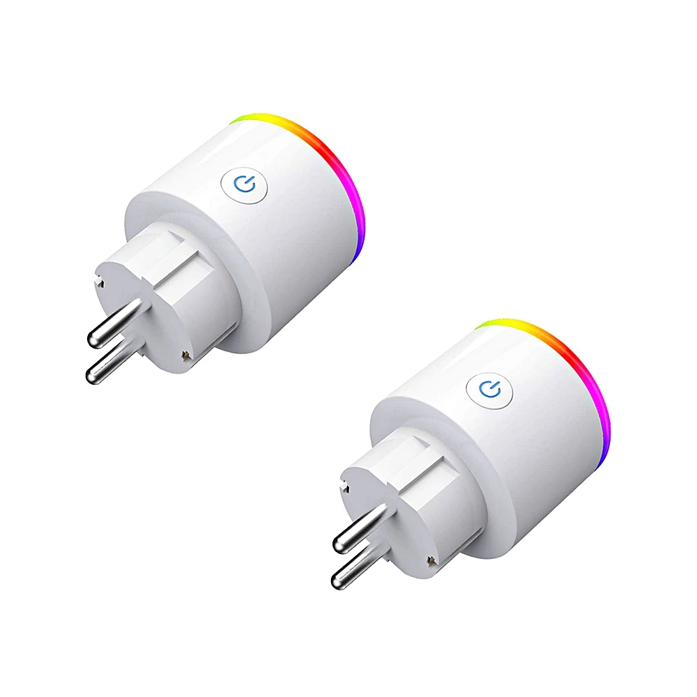 
Amazon alexa best selling smart plug wifi eu 16A 220V plug wifi standard mini outlet RGB led light wifi plug for home 