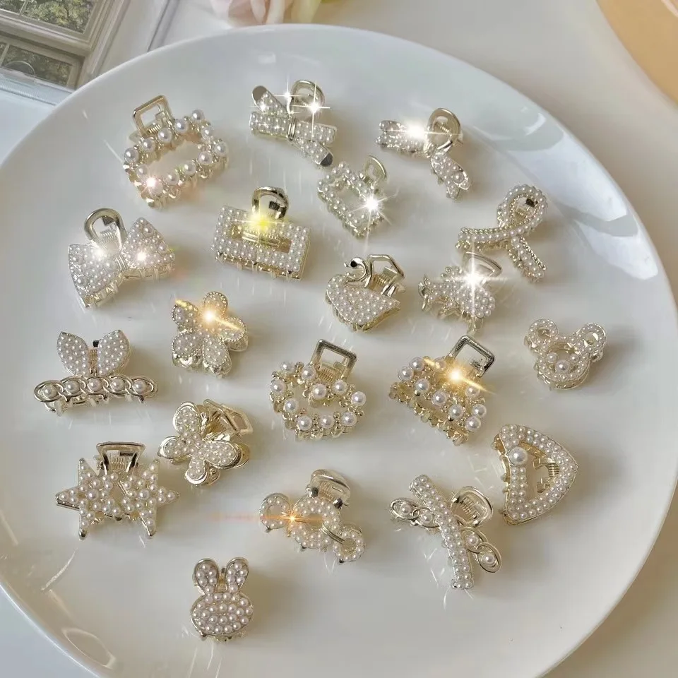 

Mengxin wholesale custom ladies accessories butterfly flower pearl mini metal hair claws clips for women