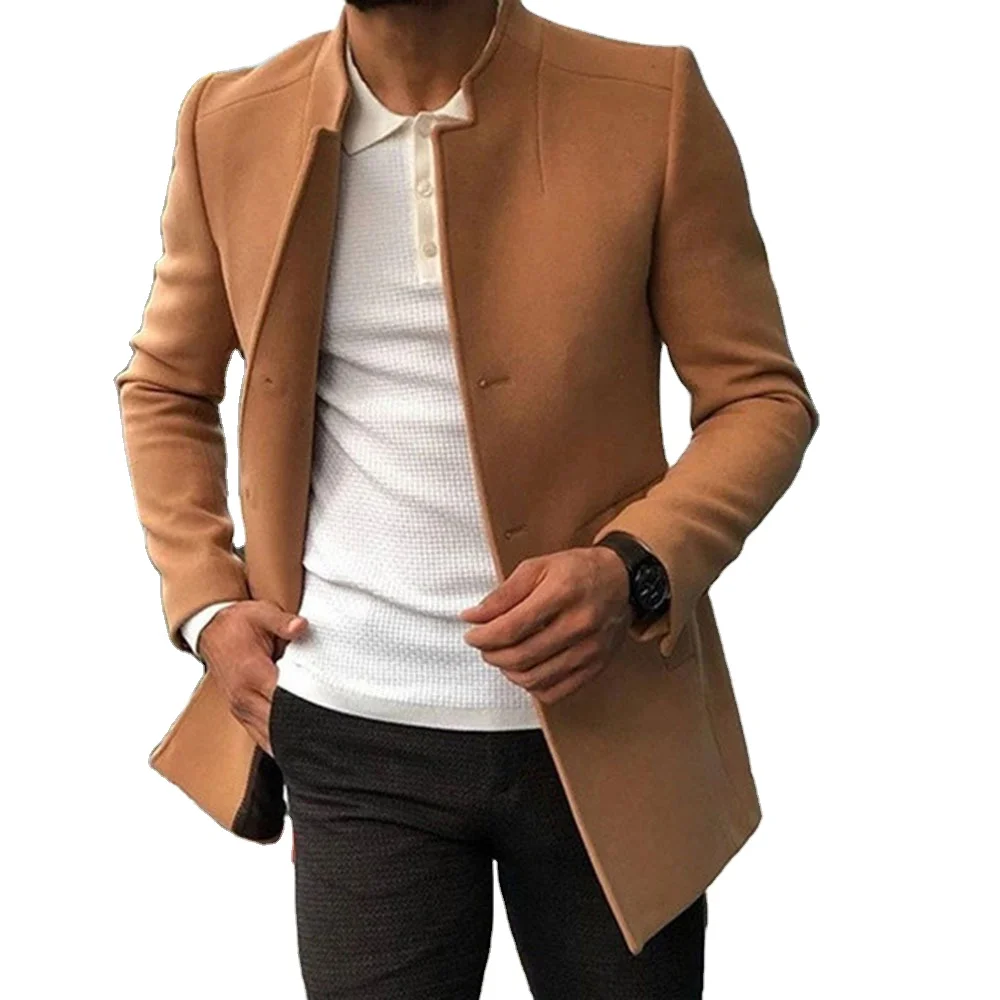 

2023 New Casual men's youth Suit coat Autumn New Fashion Men's Solid color Slim Woolen coat