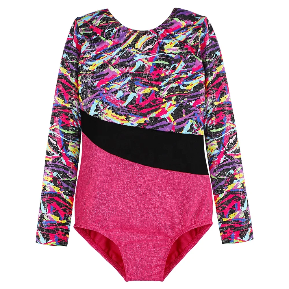 
Girls Fancy Cute Gymnastics Leotards One-Piece Sparkly Biketard for Kids 2-9T 