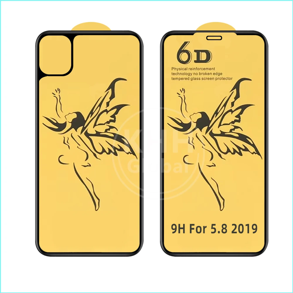 Angel pattern 9H 6D BIG curved Tempered Glass For iPhone 11Pro MAX back cover and front LCD screen protector with OEM Service