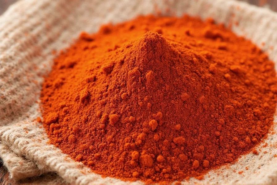 Homemade chili powder blend in glass jar with measuring spoons showing ingredients