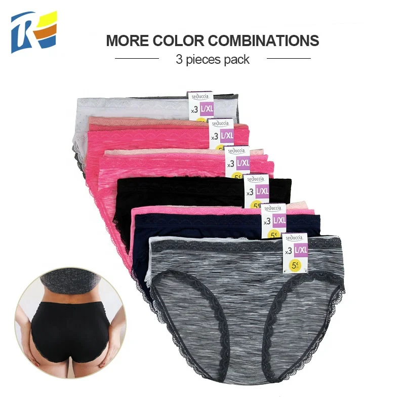 

Wholesale Multi Colors NO LOGO Comfort 3-Pack Seamless Underwear Women Briefs, Assorted