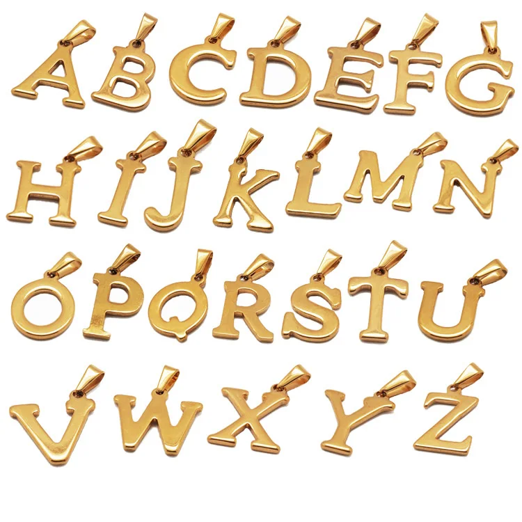 

1pcs MOQ Small Alphabet Initial Pendant Stainless Steel 26 Old English Letters Jewelry 18k Gold Monogram Initial Letter Pendants