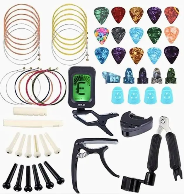 

Tuner Guitar bone and Storage Bag for Beginner DRaf 65PCS Guitar Accessories Kit Including Guitar Picks,