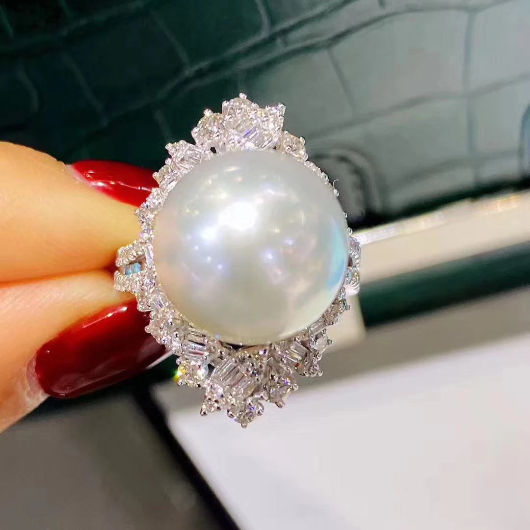 

New arrivals elegant Clean design 925 silver jewelry nature pearl ring, Silver color