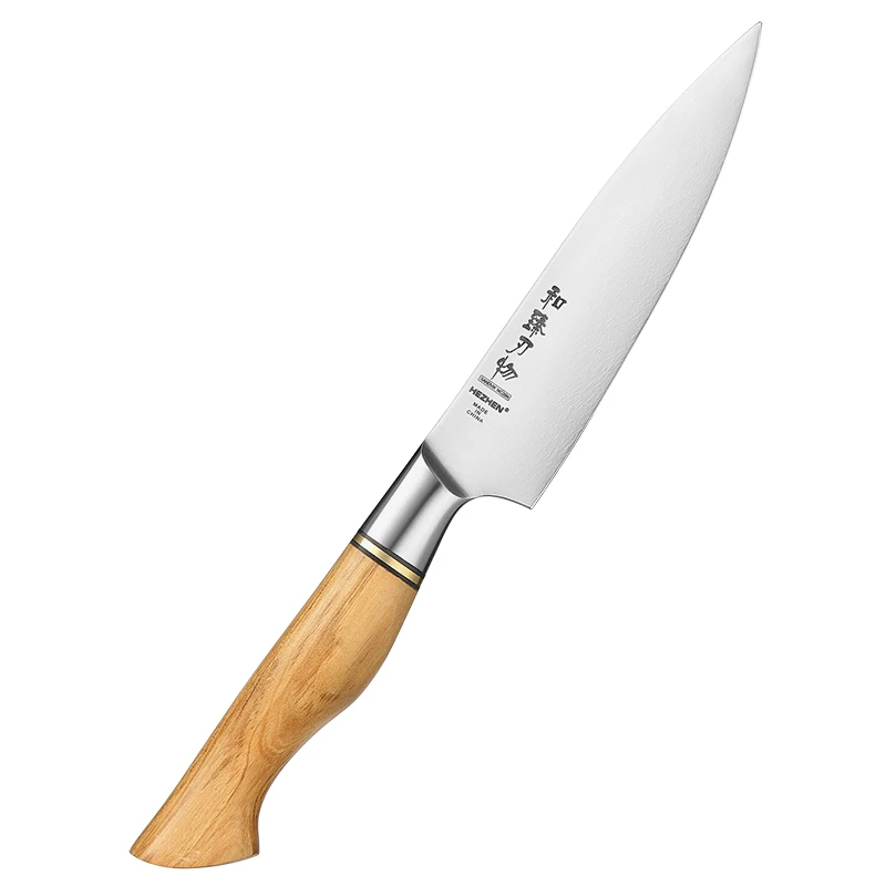 

5 inch Sandvik 14C28N stainless carbon steel utility kitchen knife with nature Olive wood handle
