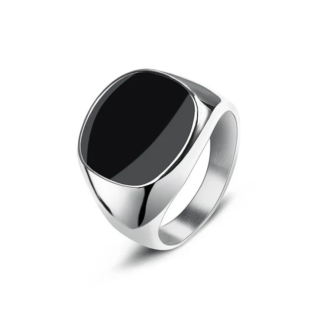 

Men's Ring Punk Rock Smooth 316L Stainless Steel Signet Ring For Men Hip Hop Party Jewelry Wholesale Male, 18k gold, silver, black