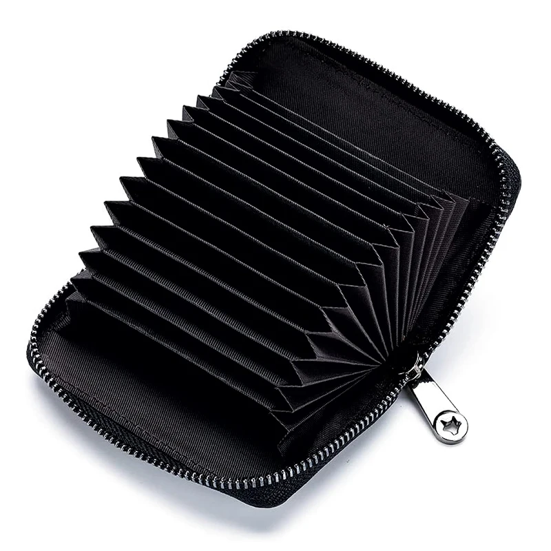 

Leather RFID Money Coin Wallet Multi Card Slots Woman Purse Ladies organ card package, Black