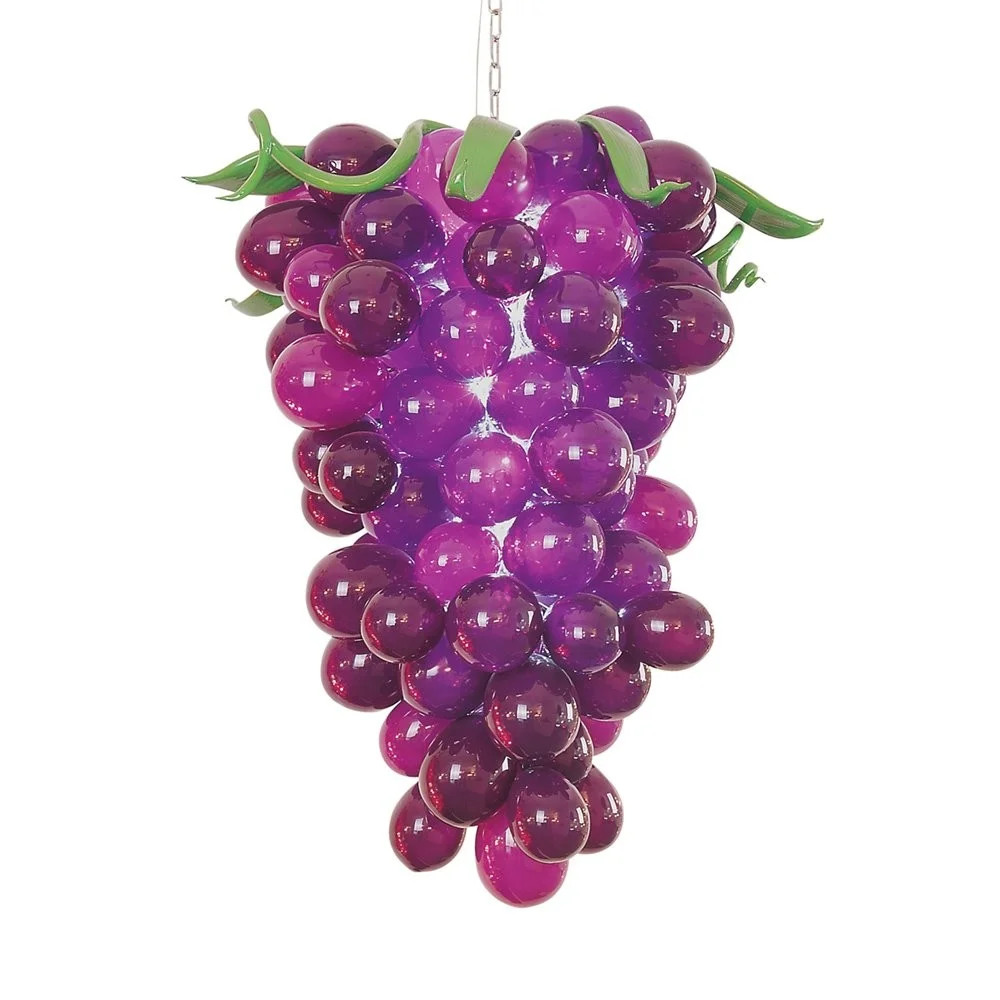

European Hand Blown Glass Chandelier Light Arabic Grape Shape Purple Stained Glass Chandelier Lamp, Multi