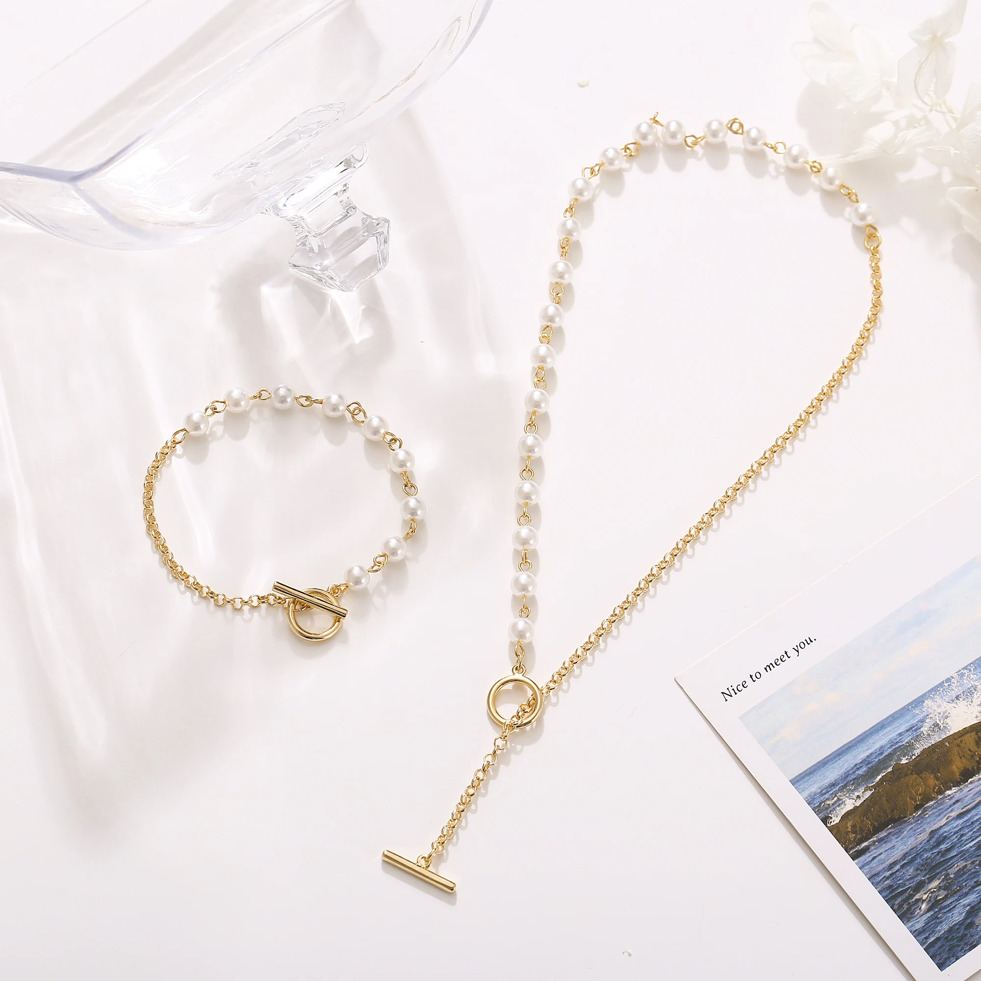 

2021 Punk Gothic Baroque Pearl Necklace breaclet For Women Luxury Retro Choker Charm Bracelet Jewelry, Gold