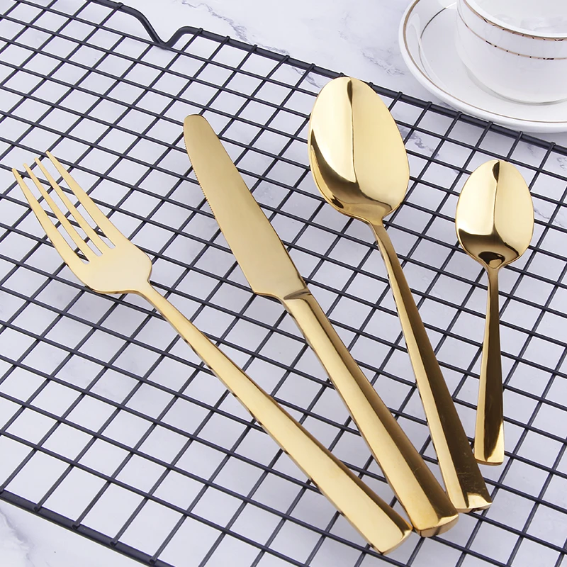 

Unique Jieyang Cutlery Gold Plated Bulk Golden Silverware 24pcs Stainless Steel PVD Cutlery Set, Gold color