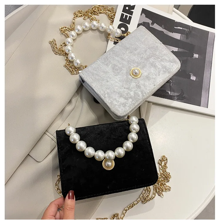 

New design pearl ladies women handbags fashion pu leather women hand bags