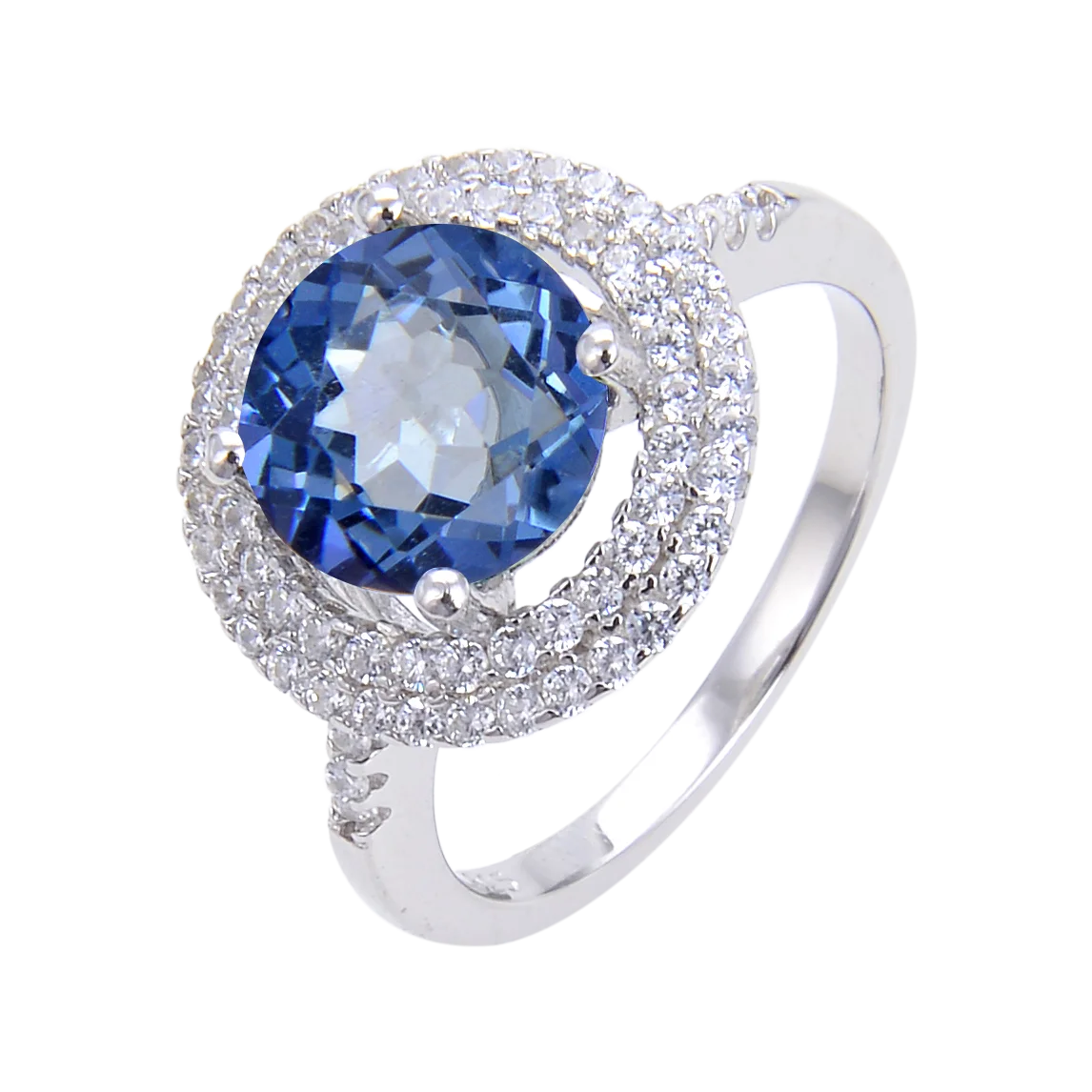 

Abiding Natural Mystic Quartz Iolite Blue Halo Ring Fashion 925 Sterling Silver Fine Jewelry Women Ring For Bridal