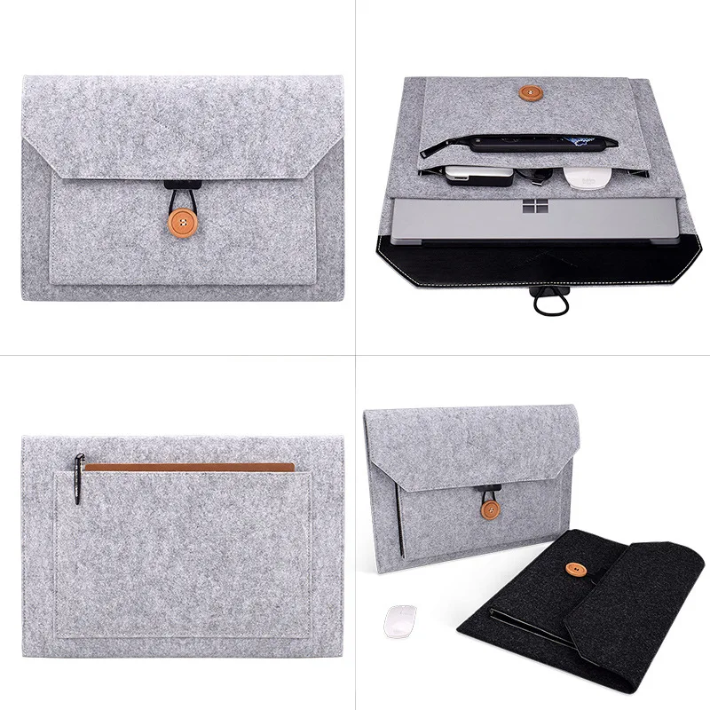 

high end BSCI factory OEM custom logo tote travel 14 inch felt laptop sleeve