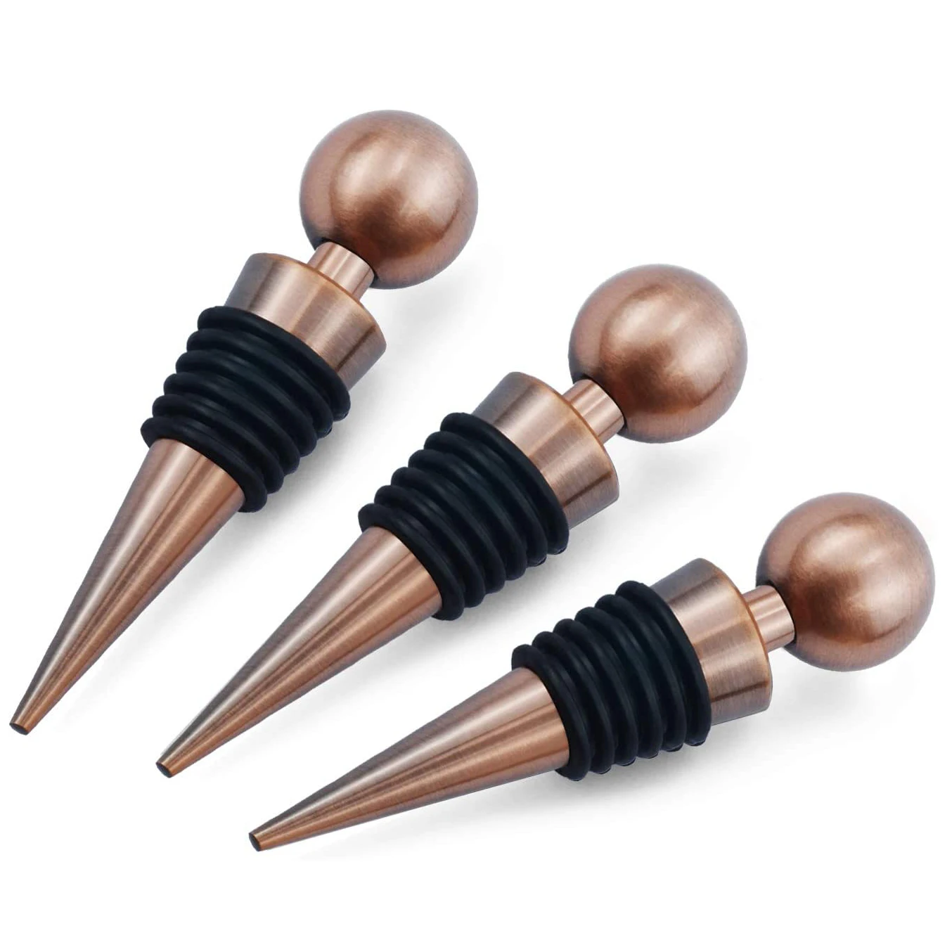 

Custom Reusable Copper Plated Metal Wine Beverage Wine Stoppers Ball Shape Wine Plugs Bottle Stopper, Plating or custom