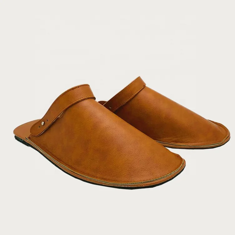 

Cheap Wholesale Men's Home Comfortable Leather Slip On Men Sandals Slippers, Brown
