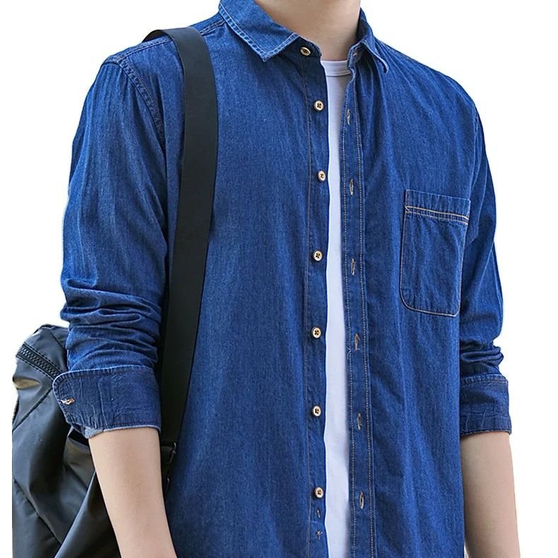 

Jeans Men Shirt Men's Slim Fit Casual Jacket Denim Mens Wear New Design Jean Shirts