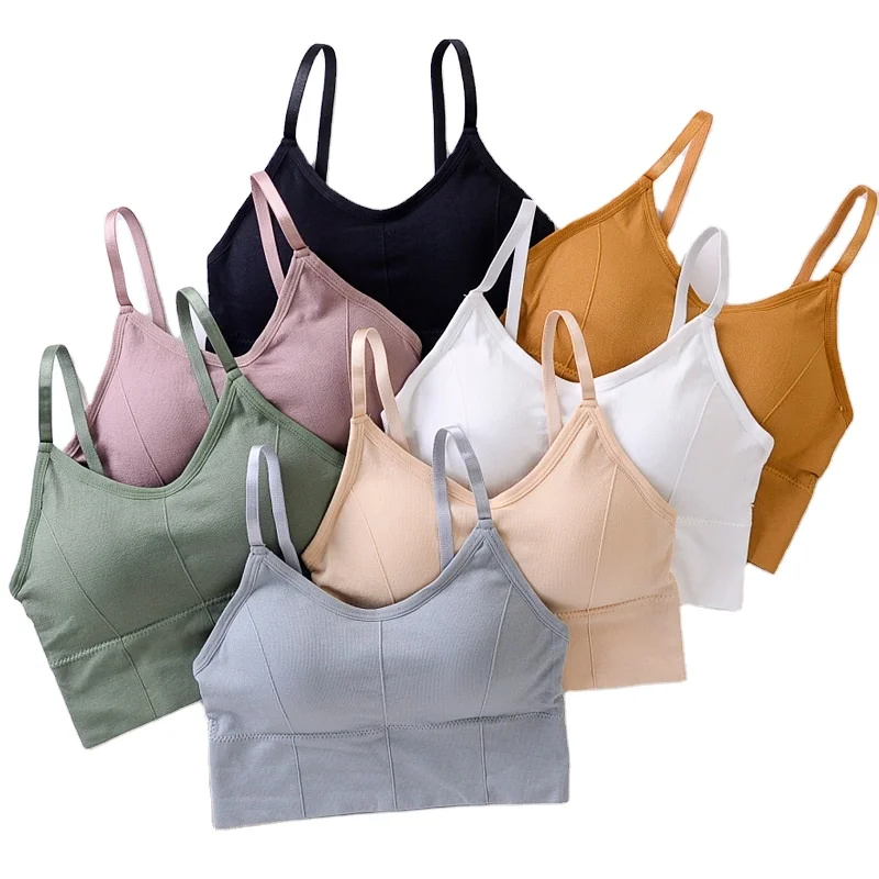 

7007 Women Seamless Bra Girls Crop Top Vest Push Up Bralettes Wire Free Women Bra, White,black,green,nude,yellow,brown,gray