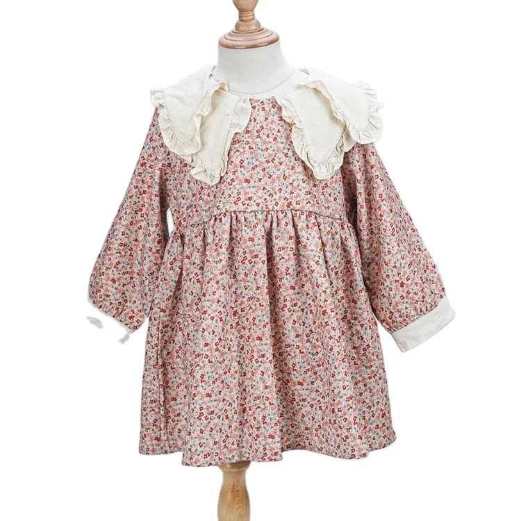 

Wholesale kids Spring Clothes Boutique Girl Outfits Doll Collar Casual Floral Dress Kids Party Dresses for Girls 3-9 Years