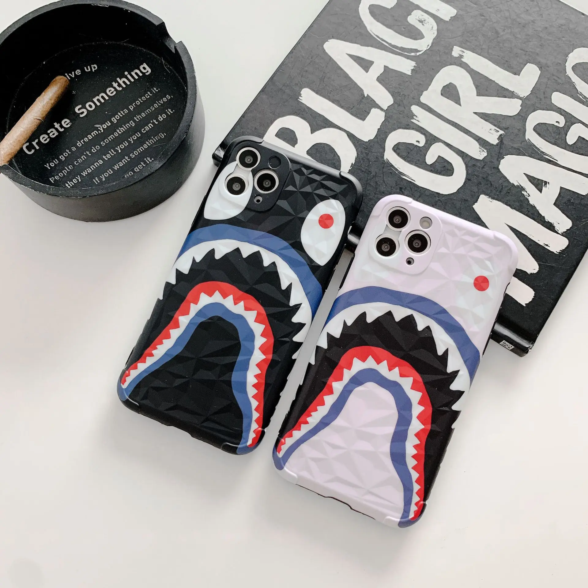 

for iPhone 11 Pro Max 7 8Plus XsMax Fashion Brand Aape Bape Camo Shark Shockproof TPU Case