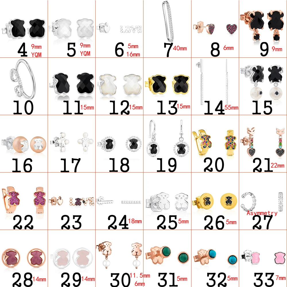 

2021 Mother's Day earring S925 Pure Silver Cute Bear Gold Rose Jewelry for Women's Gift Party Original Spanish Bear