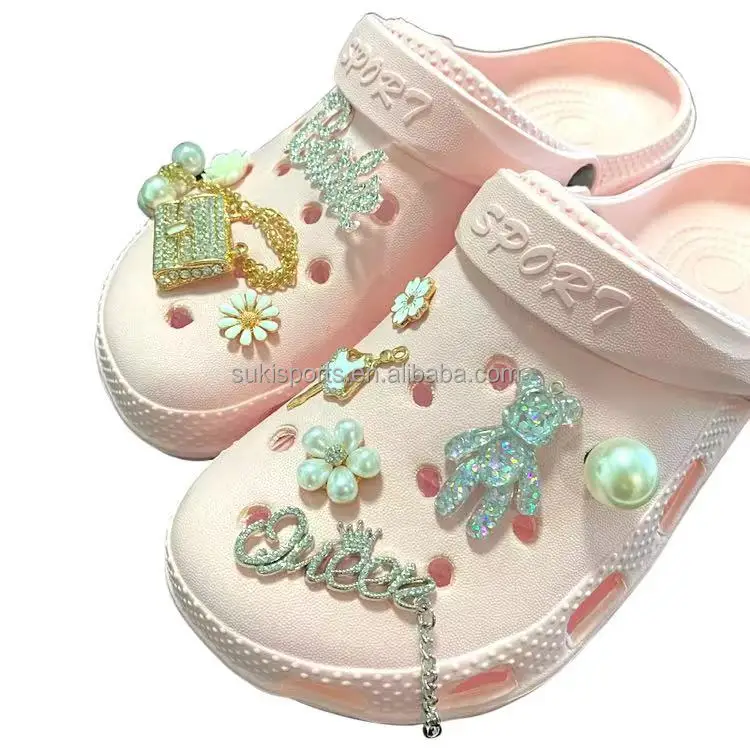 

Custom bling diamond accessories designer clog croc with charms pin kids shoe decoration luxury letter croc charms, Picture