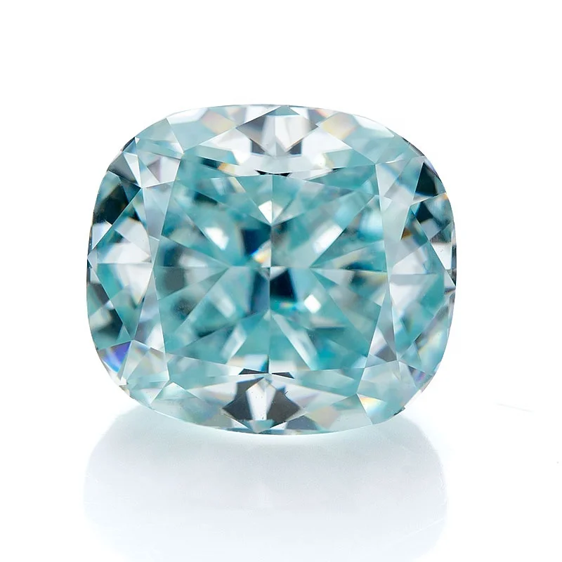 

Holycome factory direct moissanite gemstone 8mm crushed ice cushion cut light blue loose moissanite