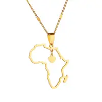 

Stainless Steel African Map Pendant Necklace Jewelry Heart Charm Map of Africa Continent Chain Jewelry