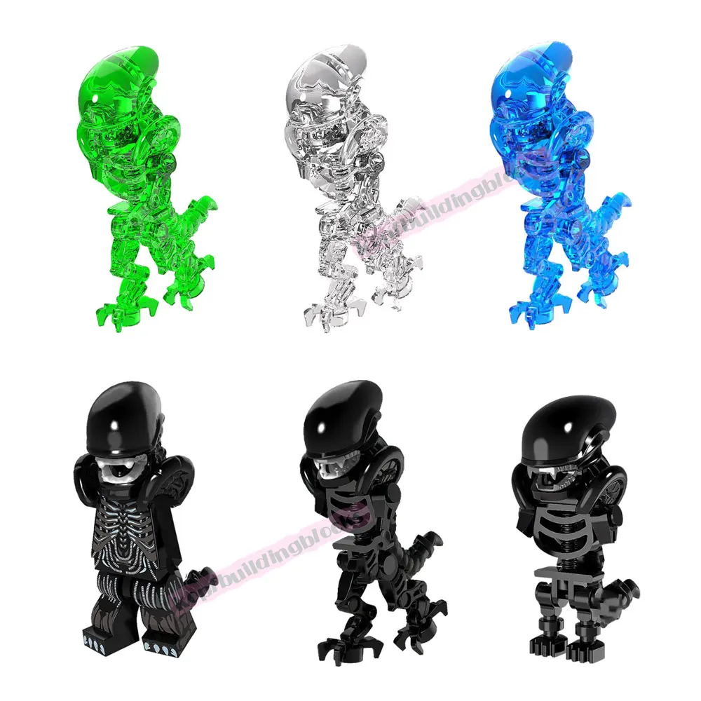 

Famous Movie Monster Skeleton Alien Xenomorph Mini Action Figure Assemble Building Block Figures ABS Plastic Collectible Toy