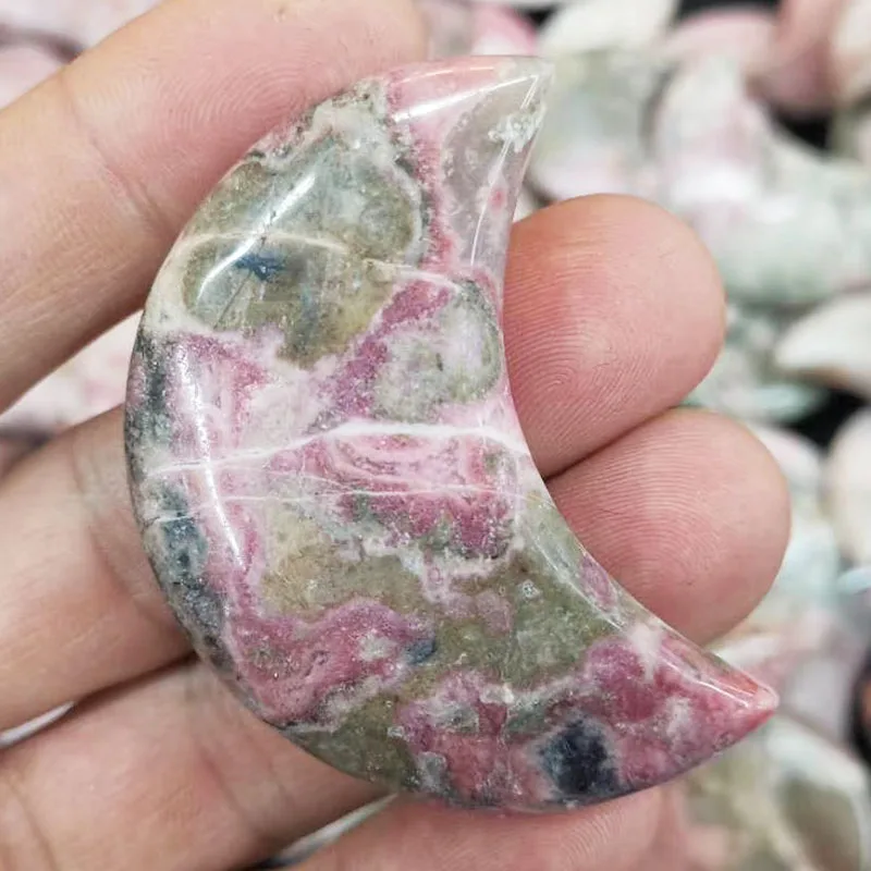 
Wholesale High Quality Natural Crystal Rhodonite Moon For Home Decoration 