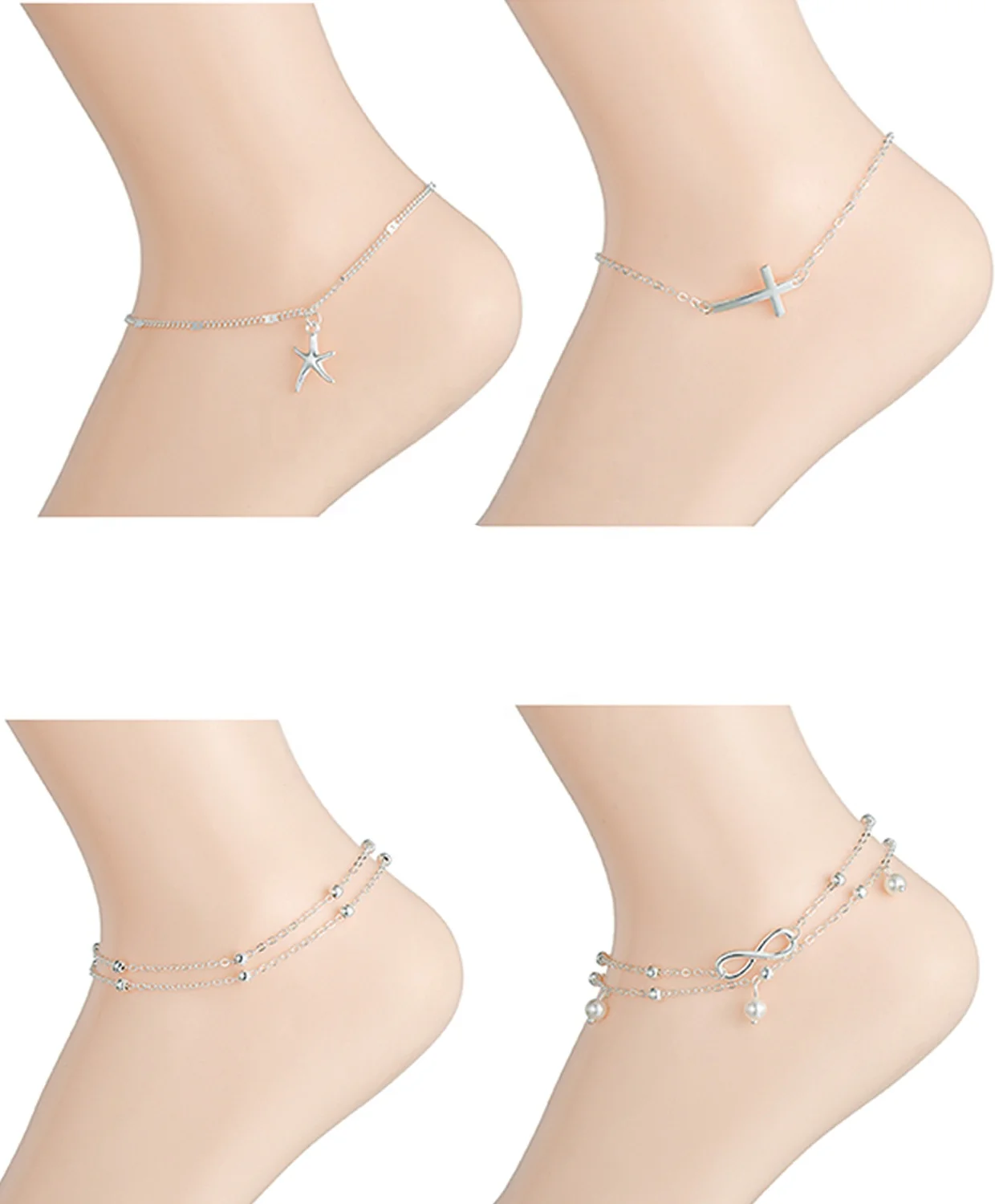 

Latest Ankle Bracelets Beach Layered Anklets Boho Ankle Chains Foot Bracelets Adjustable Silve Tone Ankle Chains