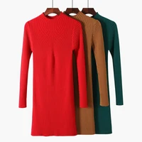 

New Arrival Spring Autumn Knit Sweater 2019 Half Turtleneck Straight Dress Sweater