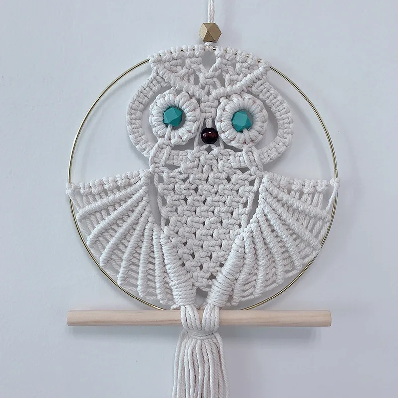 

High Quality Hand Knitting Tassels Cotton Owl Wall Hanging Macrame Home Decoration Macrame Owl Wall Pendant